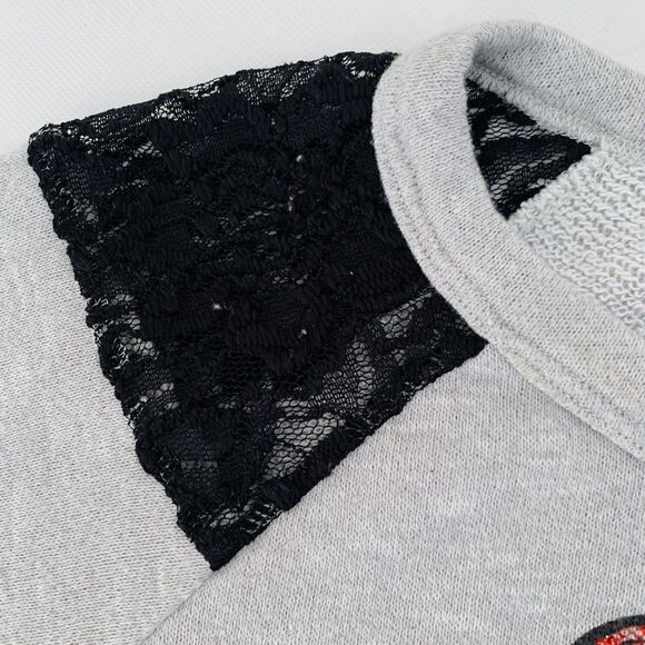 Disney Minnie Mouse Sweater Juniors XXL Gray  Lace Sparkle Bow Ears Vacation - Picture 6 of 9